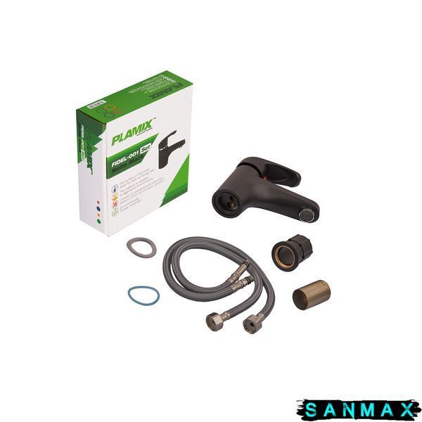 Змішувач для умивальника Plamix FIDEL-001 SET Matte Чорний PM0660 фото