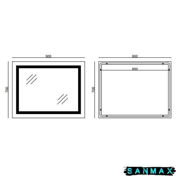 Дзеркало Mixxus Warm MR02-90x70 з Led Touch, Anti-fog, димером, рег. яскравості, годинником (MI6673) MI6673 фото