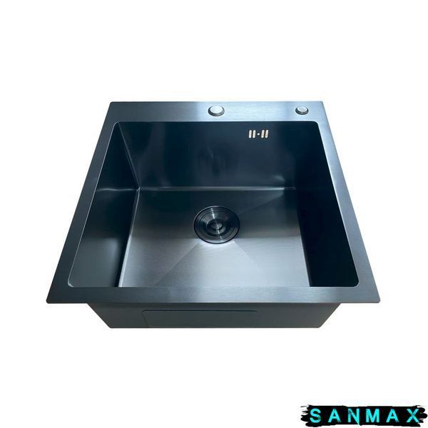 Кухонна інтегрована мийка Mixxus MH5050 Micro Decor Чорний (3.0/0.8) з нерж. сталі (колір чорний) (MI8215) MI8215 фото