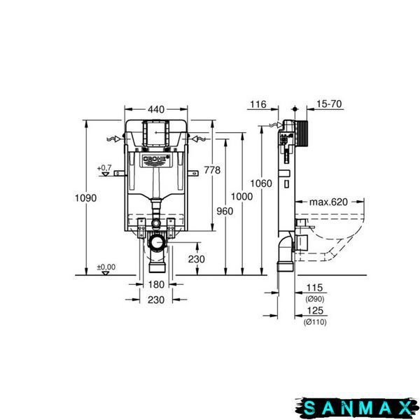 Модуль інсталяційний для підвісного унітаза Grohe Uniset (39165000) 39165000 фото