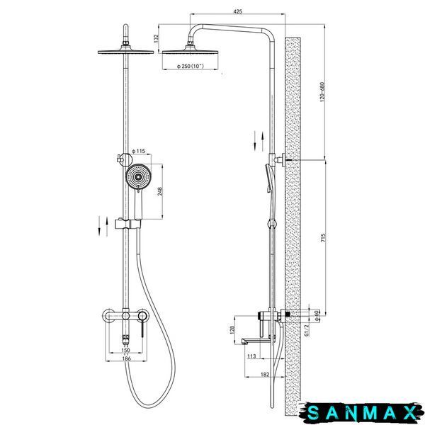 Душова система зі змішувачем Mixxus Premium Verdi 009-J Хром (MI8244) MI8244 фото