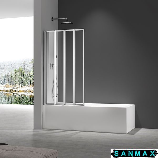 Шторки скляні на ванну складні Koer SR BS07-80x140-TR-01 прозоре скло Easy Clean 4мм, хром (KR5948) KR5948 фото