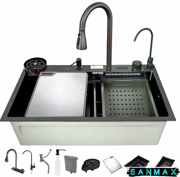 Мийка багатофункціональна Zerix ZH7546-SET-07 Micro Decor Graphite з вбудованим змішувачем з нерж.сталі (ZM5591) ZM5591 фото