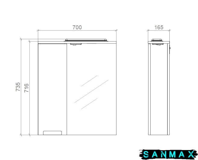Runa Шафа з дзеркалом 70 Л 6932 фото