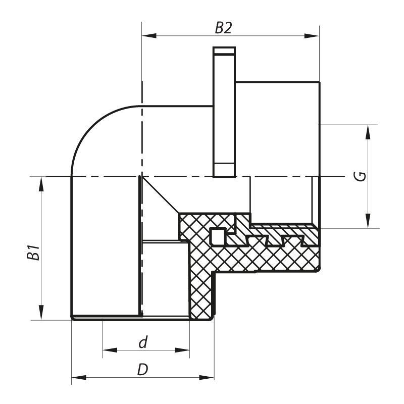 Кут інсталяційний для гіпсокартонних стін ВР 20x1/2F PPR Koer K0189.PRO 80 (KP0244) KP0244 фото