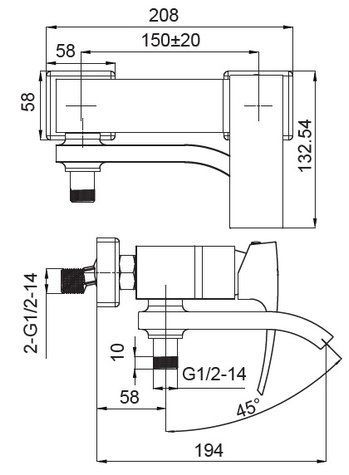 Змішувач для ванни Koer KB-41007-04 Хром Білий (KR5157) KR5157 фото
