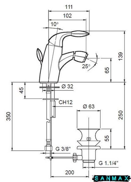 Змішувач для біде Emmevi Trilly Зелений (CV51004) CV51004 фото