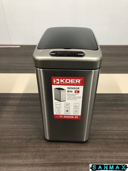 Відро для сміття сенсорне прямокутне Koer TC-020408-02 8 л колір нержавійка (KR5588) KR5588 фото