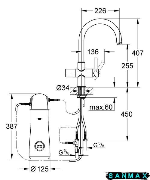 Змішувач для кухні з підключенням до фільтру Grohe Blue Pure (33251000) 33251000 фото