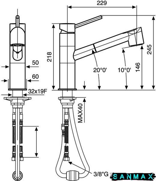 Змішувач Emmevi Piper для кухні з лійкою хр CR45065 CR45065 фото