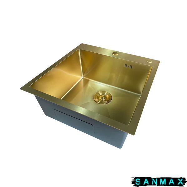 Кухонна інтегрована мийка Mixxus MH5050 Micro Decor Brushed Gold (3.0/0.8) Нерж Матове Золото (MI8214) MI8214 фото