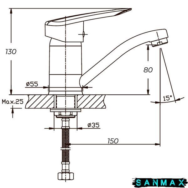 Змішувач для умивальника на гайці Haiba Disk 555 (15 см) (HB0058) HB0058 фото