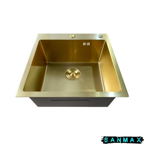 Кухонна інтегрована мийка Mixxus MH5050 Micro Decor Brushed Gold (3.0/0.8) Нерж Матове Золото (MI8214) MI8214 фото