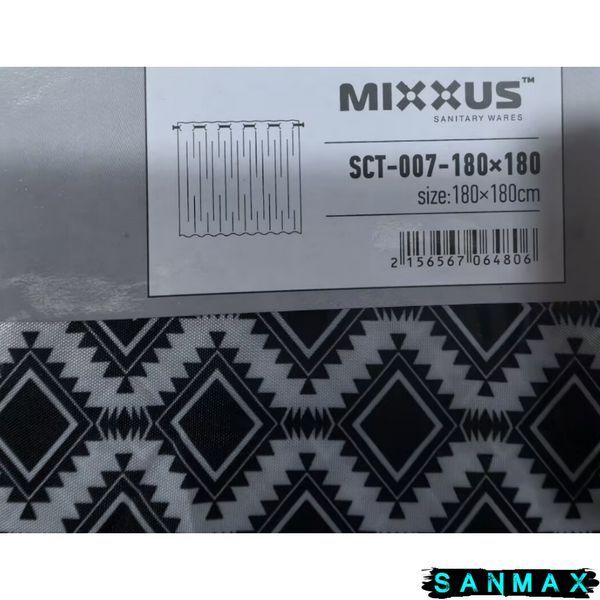Штора для ванної з поліестеру Mixxus Sct-007-180x180 (Візерунок чорно-білий) (AC0648) AC0648 фото