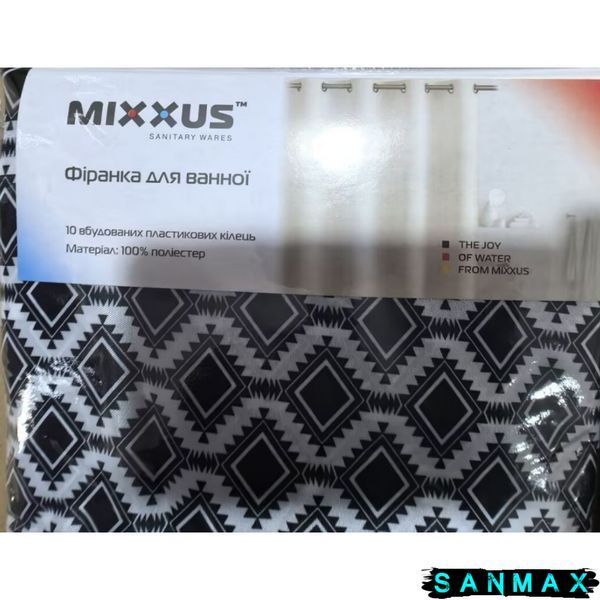 Штора для ванної з поліестеру Mixxus Sct-007-180x180 (Візерунок чорно-білий) (AC0648) AC0648 фото