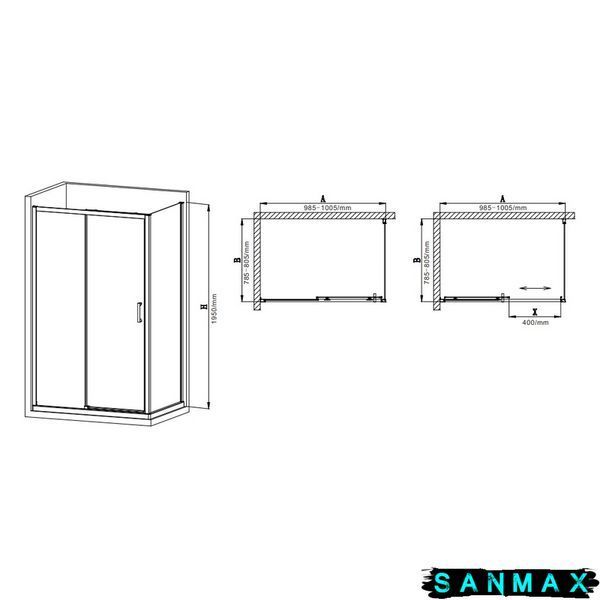 Душова кабіна без піддону Mixxus Premium Diverse SC03-100x80x195-TR Хром прозоре скло 6мм (MI6865) MI6865 фото