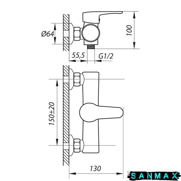 Змішувач для душа Zerix Pud5 045 (ZX0205) ZX0205 фото