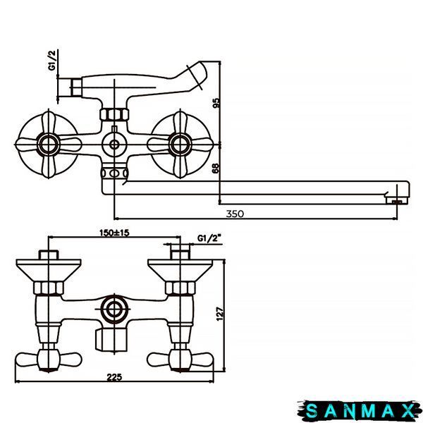 Змішувач для ванни Haiba Dominox 140 Матовий Кераміка (HB0063) HB0063 фото