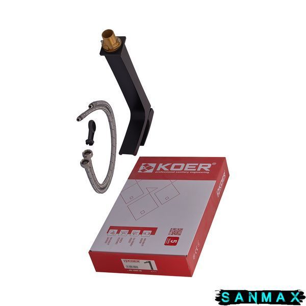 Змішувач для умивальника високий водоспад, чорний Koer KB-15007-05 (KR3449) KR3449 фото