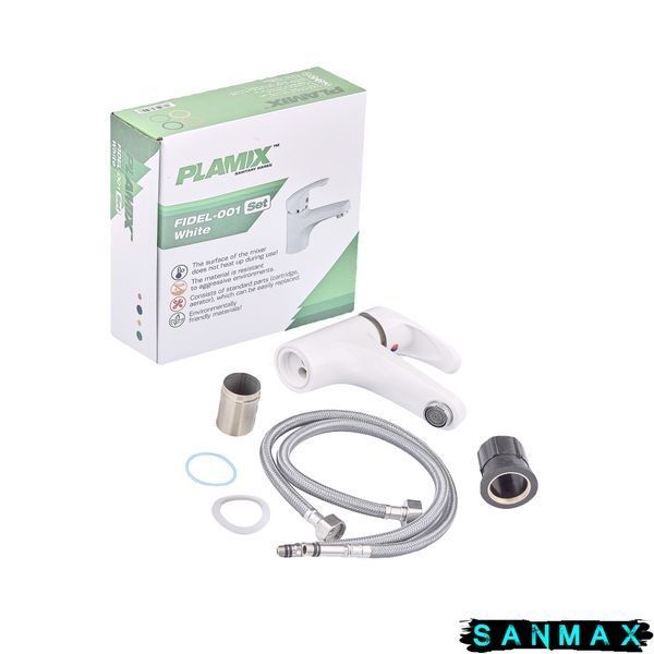 Змішувач для умивальника Plamix FIDEL-001 SET Білий PM0659 фото