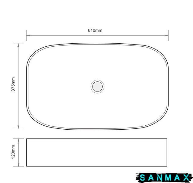 Умивальник накладний керамічний Mixxus Premium Bevel-0105 610х375х120mm (MP6524) MP6524 фото