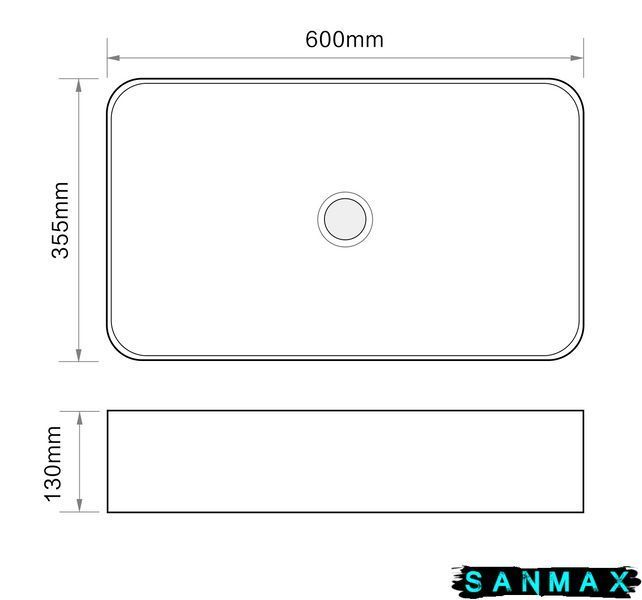 Раковина накладна Mixxus Premium Quadro-0106 600х355х130mm (MP6523) MP6523 фото