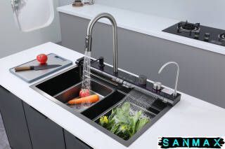 Мийка багатофункціональна Zerix ZH7546-SET-05 Decor Graphite з вбудованим змішувачем з нерж.сталі (ZM5592) ZM5592 фото
