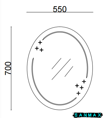Дзеркало Zerix Fusion MOZ03-550x700 овальне з декором (ZX5632) ZX5632 фото