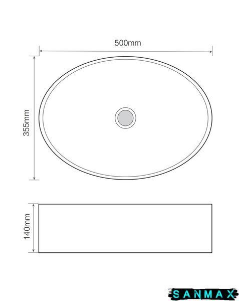 Умивальник накладний керамічний Mixxus Premium Bevel-0106 500х355х140mm (MP6546) MP6546 фото