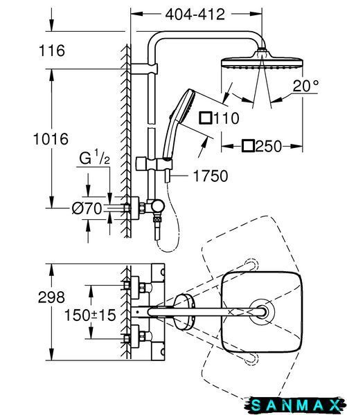 Душова система термостатична Grohe Tempesta System 250 Cube (26689001) 26689001 фото