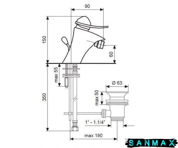 Змішувач Emmevi Cheope для біде SC5004 мат-хр SC5004 фото