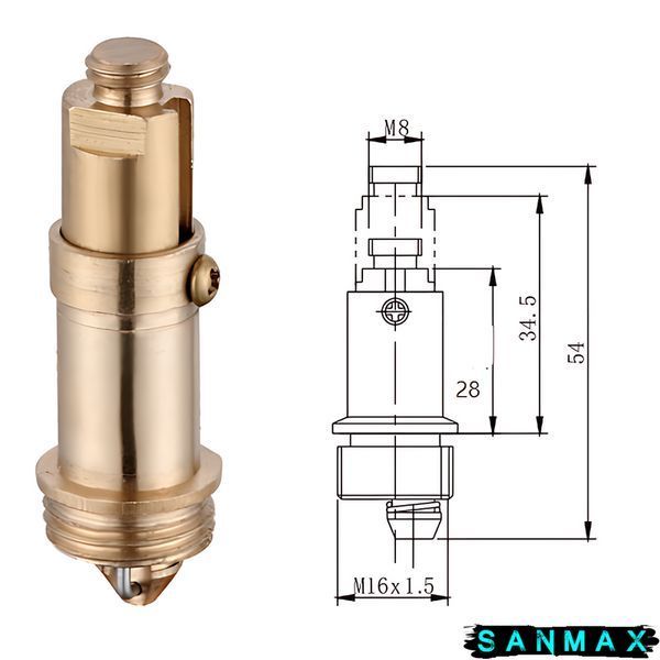 Шток донного клапана Mixxus ROD-01 (п'ятки) Сlick-Clack 16мм x 8мм латунний (MI8392) MI8392 фото