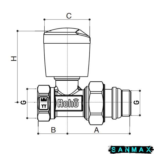 Кран радіаторний Roho 1/2" прямий з ручкою R5561-050 (АНТИПРОТІКАННЯ) (15/60) RO0131 фото