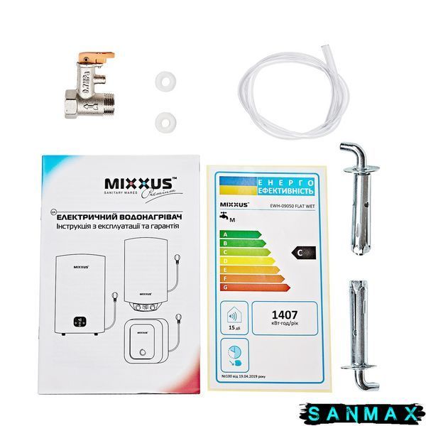 Бойлер Mixxus 80л Ewh-09080 Flat Wet плоский універсальний мокрий тен 2 кВт (WH0595) WH0595 фото