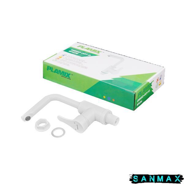 Змішувач для умивальника Plamix Diego-001-G Білий (без підведення) (PM0656) PM0656 фото