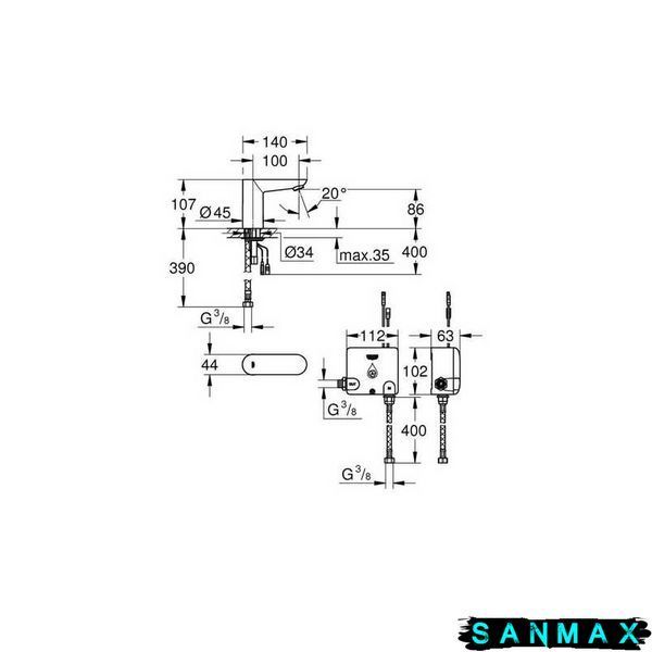 Монокран на одну воду сенсорний, 6V Grohe Euroeco Cosmopolitan E (36384000) 36384000 фото