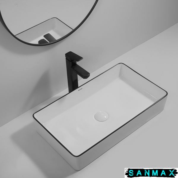 Раковина накладна Mixxus Premium Quadro-0107 Edge Чорний 600х340х110mm (MP6521) MP6521 фото