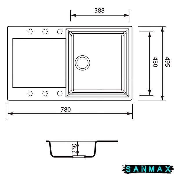 Мийка кухонна Zerix ZS-7950S-13 Графіт (ZX4585) ZX4585 фото