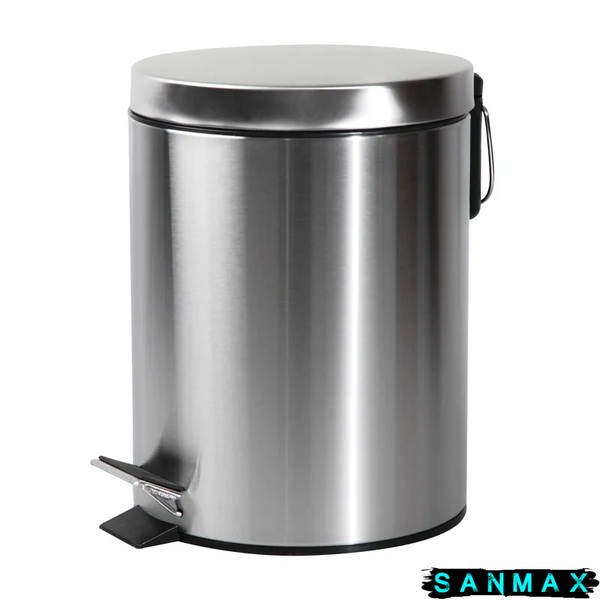 Відро для сміття кругле Zerix Solo-TC0105 SS Color 5 л колір нержавійка (ZX5897) ZX5897 фото