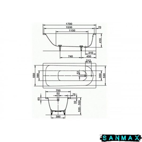 Ванна металева Kaldewei Saniform Plus 170х70 mod 363-1 111800010001 фото
