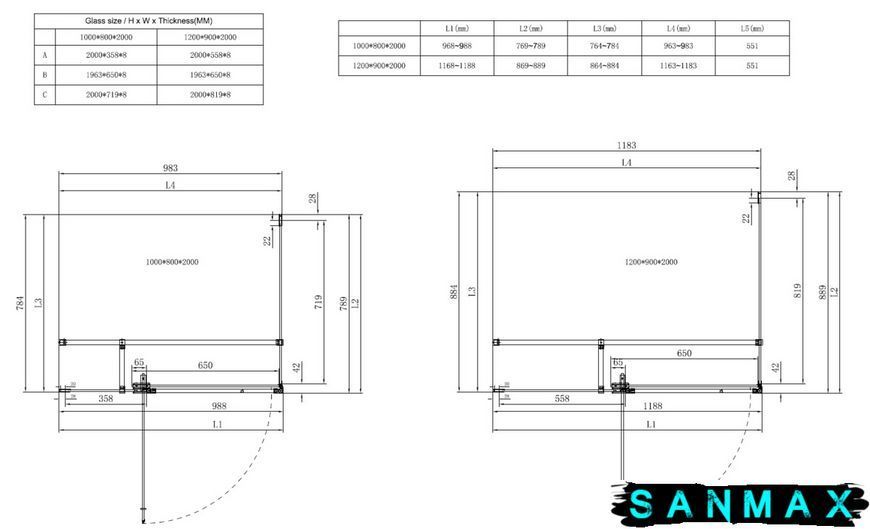 Душова кабіна без піддону Koer SR SC02-120x90x200-TR-01 прозоре скло Easy Clean 8мм, хром (KR5354) KR5354 фото