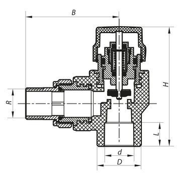 Кран термостатичний кутовий PPR 25x3/4 Koer K0150.PRO 80 (KP0190) KP0190 фото