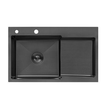Кухонна мийка Kroner KRP Schwarze - 7848LHM PVD (3.0/1.0 мм) CV030023 фото