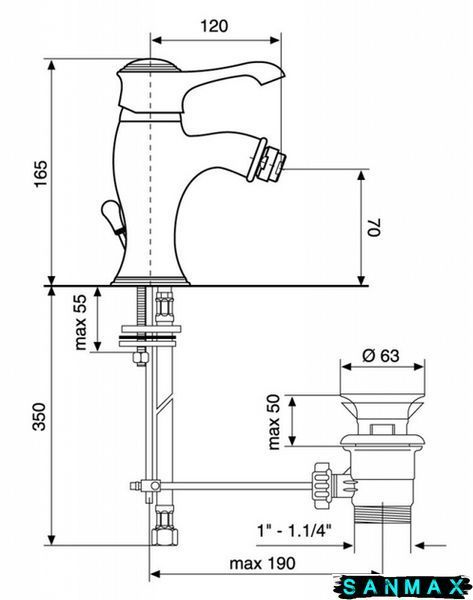 Змішувач Emmevi Tiffany для біде бел-хр BC6004 BC6004 фото