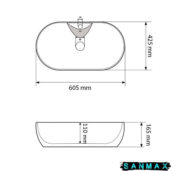 Умивальник накладний Vbi Liscia Білий VBI-015505 фото