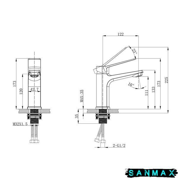 Змішувач для умивальника Mixxus Wilson 001 Графіт (MI7126) MI7126 фото