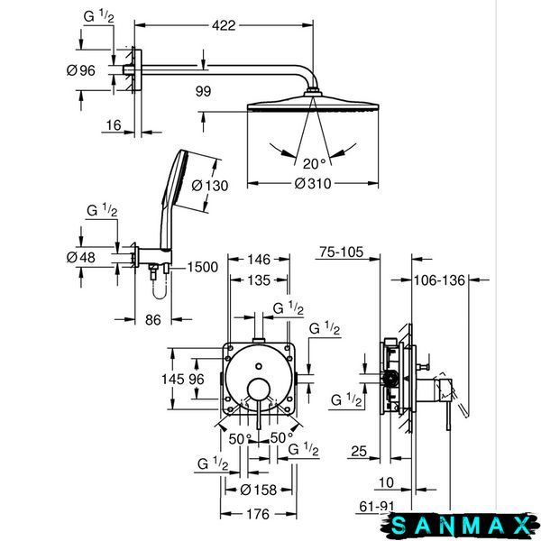 Вбудована душова система Grohe Essence з Rainshower Mono 310 (25287000) 25287000 фото