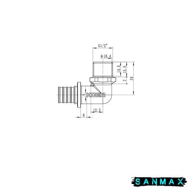 Кутник перехідний із ЗР Koer KA.L06M-20 - 20(2.8mm) x 1/2"M (KR4875) KR4875 фото