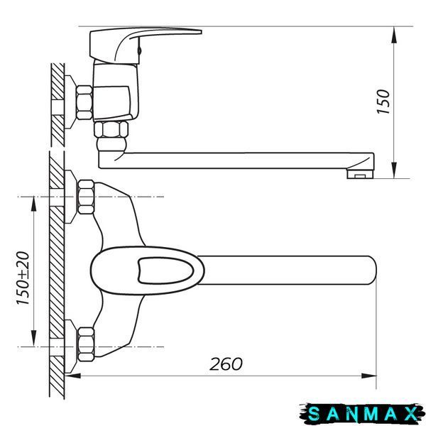 Змішувач для кухні зі стіни Zerix NST 181 (ZX2773) ZX2773 фото