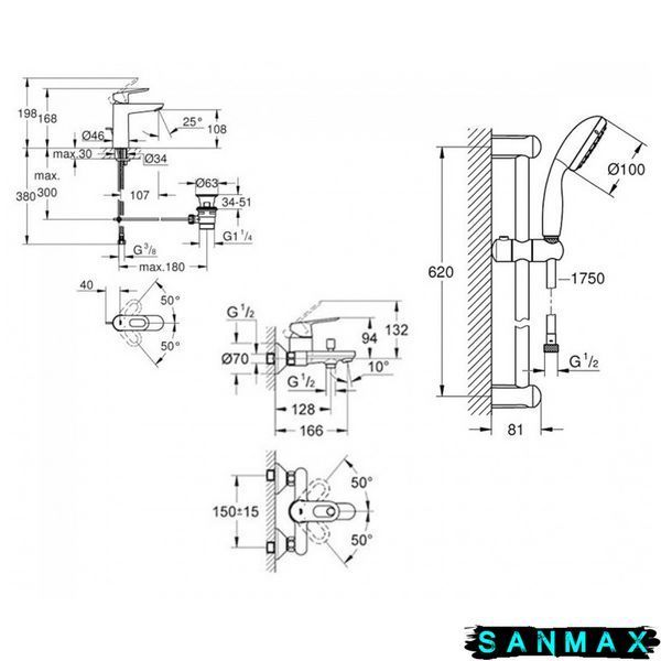 Набір змішувачів для ванни M-Size Grohe BauLoop (123215M) 123215M фото
